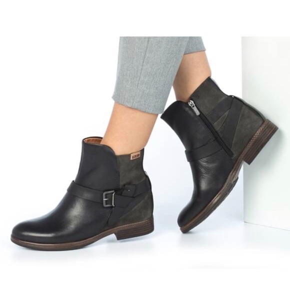 PIKOLINOS Shoes - PIKOLINOS ORDINO ANKLE BOOT CALFSKIN LEATHER SUEDE INSIDE ZIPPER INTERNAL WEDGE